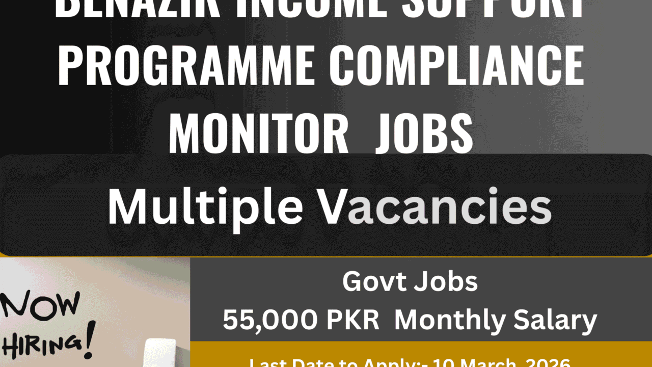 Benazir Income Support Programme (BISP) Latest Compliance Monitor Jobs-2026
