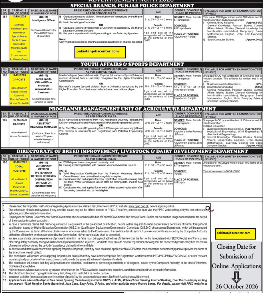 PPSC Jobs 2026 Advertisement No. 11 – Pakistan Jobs Center